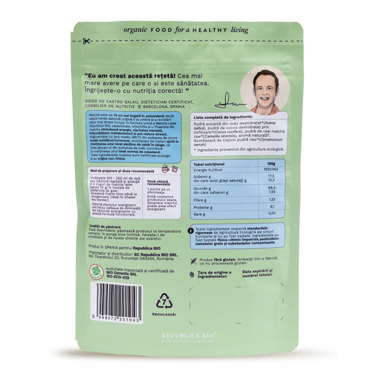 Matcha Latte, pulbere functionala ecologica Republica BIO, 200g